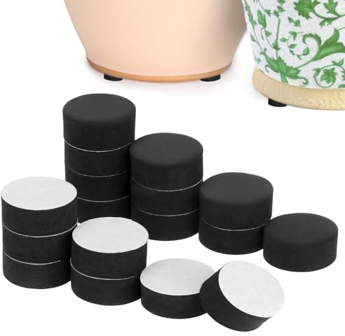 Kinesgsg 90 Pièces Pied Pot De Fleur Invisible, EVA Auto-adhésif Réhausseurs De Pots, Noir Support Pot De Fleur Exterieur, pour Drainage Et Protection du Sol Intérieur Extérieur