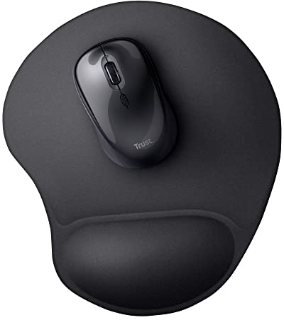 Trust Bigfoot Tapis de Souris Ergonomique avec Repose Poignet en Gel, 236 x 205 mm, avec Remplissage, Base Antidérapante, Gel Pad pour Ordinateur, PC, Portable, Bureau - Noir