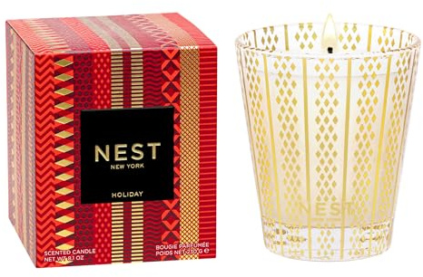 NEST New York Scented Classic Christmas Candle, Holiday - 8.1 oz - Up to 60-Hour Burn Time - Reusable Glass Vessel