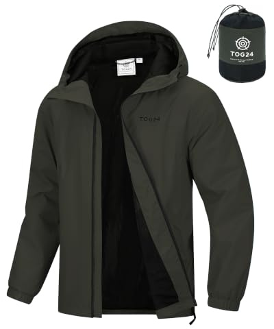 TOG24 Craven Mens Waterproof Packaway Jacket with Bag, Full Length Zip and Adjustable Hood, Breathable, Windproof
