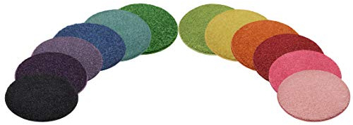 12 Rainbow Kids Crazy Carpet Circle Seats 18” Round Soft Warm Floor Mat - Cushions | Classroom, Story Time, Group Activity, Time-Out Spot Marker and Fun. Home Bedroom & Play Areas - USA Made