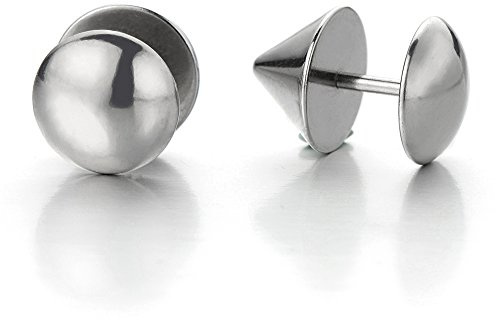 Pico Enchufe Falso Fake Plug, Pendientes de Hombre Mujer, Aretes, Acero Inoxidable, 2 Piezas