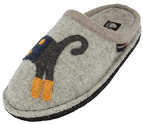HAFLINGER Flair Cucho Pantofole in lana cerata gatto Stonewashed, taglia 40