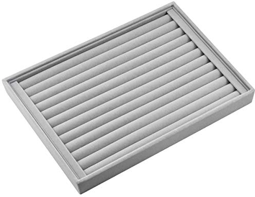Schmucktablett Samt, Ohrringbox Aufbewahrung Schmuckkasten für Ohrringe und Ringe, Schmuck Organizer Groß für Schublade - 35 * 24 * 3cm