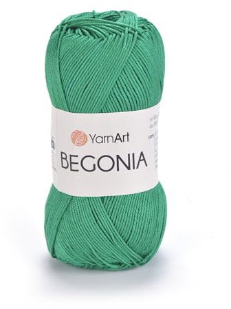 YarnArt Begonia 100% Cotton, Pure Premium Soft Cotton for Knitting Crochet and Amigurumi, shiny colors 1.76 Oz (50g) / 185 Yrds (169m) (6334)
