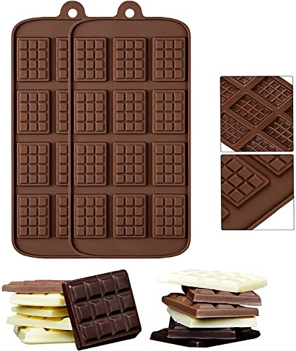Selecto Bake Chocolate Moulds 2 Pcs, Non-Stick Mini Chocolate Energy Bar Reusable Silicone Mold for Candy Chocolate Baking Kitchen Mould