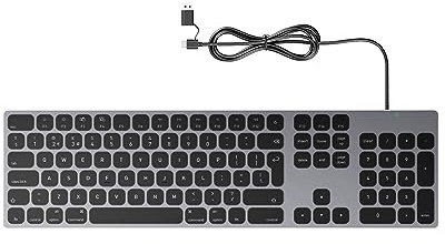 All-Aluminum Wired Keyboard for Apple Mac OS - Easy Plug-N-Play Cable Connection, Chic-and-Sleek USB Keyboard with Numeric Keypad for iMac, Mac Mini or MacBook - Grey