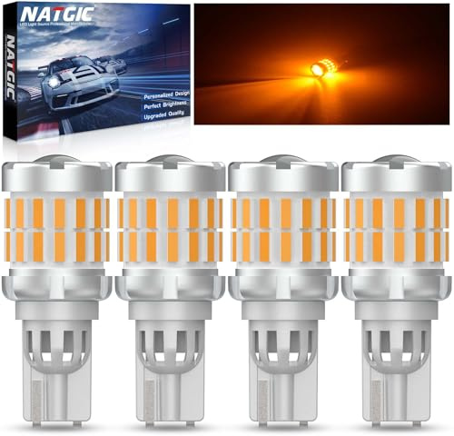 NATGIC 4 st 921 W16W bärnsten LED-glödlampor, 912 T15 LED-bakljus med felfri Canbus-lins 3500K 4 000 ml bakljus för bilar, dagsljus