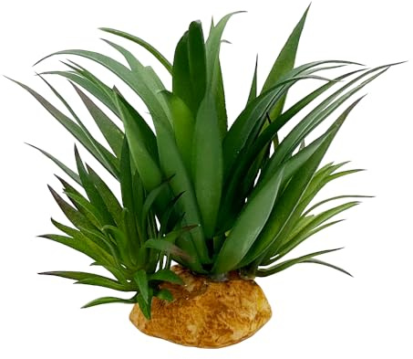 Smoothedo-Pets Reptile Artificial Plants Succulent Terrarium Decor Desert Rain Forests Plant Lizard Bearded Dragon Chameleon Gecko Snake Amphibian Habitat Hideout Tank Accessories (Agave-Set)