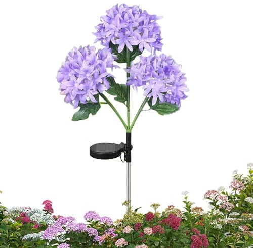 Fleurs solaires extérieures imperméables, lumières de fleurs solaires d'extérieur | Lumières solaires réalistes pour fleurs d'hortensia de jardin extérieur imperméables - Lumières solaires de jardin