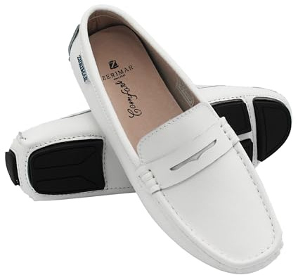 Zerimar Mocasines Chica - Loafers para Mujer Casuales - Mocasines Vestir - Mocasines Clásicos para Mujer - Loafers Mocasines Cuero - Color Blanco - Talla 39
