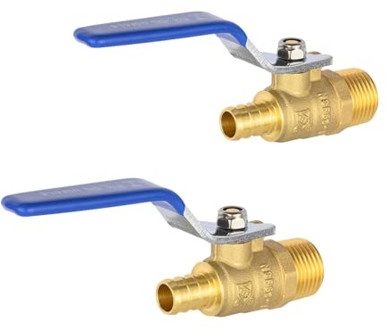 (Pack of 2) EFIELD 3/4 Inch Crimp Pex X 3/4 Inch Male NPT Brass Shut-off Ball Valve for Plumbing Application, ASTM F1807, Blue Level, cUPC Certified,(VALVE442-2PCS)