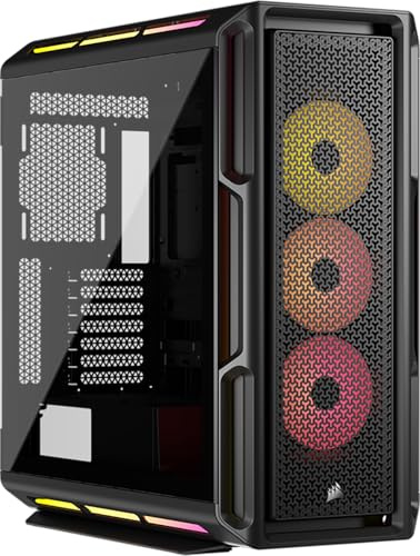 Corsair iCUE Link 5000T LX RGB Boîtier PC ATX de Taille Moyenne – 3X Ventilateurs LX120 RGB Préinstallés, Bandes Lumineuses RGB Aurora Intégrées, Intérieur Spacieux, Hub du iCUE Link Inclus – Noir