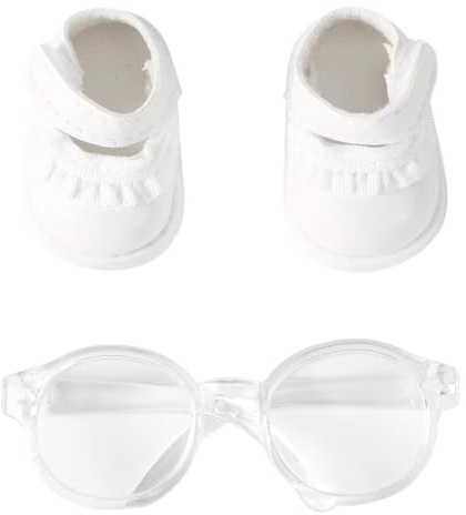 Mikovivi 17cm Set di Scarpe e Occhiali per Bambole, Kit di Accessori per Bambole con Mini Scarpe e Occhiali Accessori Vestiti for Figura Giocattolo alla Moda (Bianco, Stile 1)