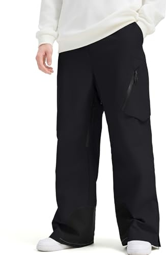 HOUZONIY Pantalon de neige pour homme - Imperméable - Pantalon de snowboard - Pantalon à bretelles - Pantalon d’hiver - Chaud - Pour l’extérieur - Pantalon de ski pour hommes, Noir , M