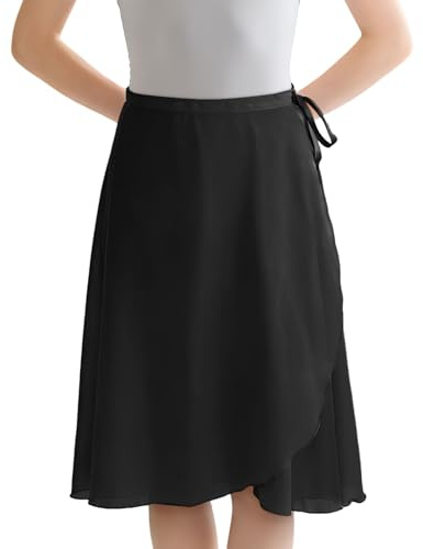 ZUIMEIHQH Ballet Skirt, Black Lyrical Chiffon Dance Costumes Ballet Wrap for Girls Women, Long Women's Skirts Adjustable Dance Skirt for Yoga Ballet (Black)
