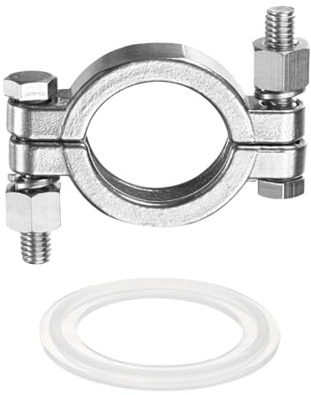 QUARKZMAN Acier Inoxydable Raccord De Tube À Bride Boulonnée hygiénique 2 (50.5mm) Raccord De Clamp Haute Pression Avec Joint En Silicone Pour Usines Alimentaires Boissons Cosmétiques
