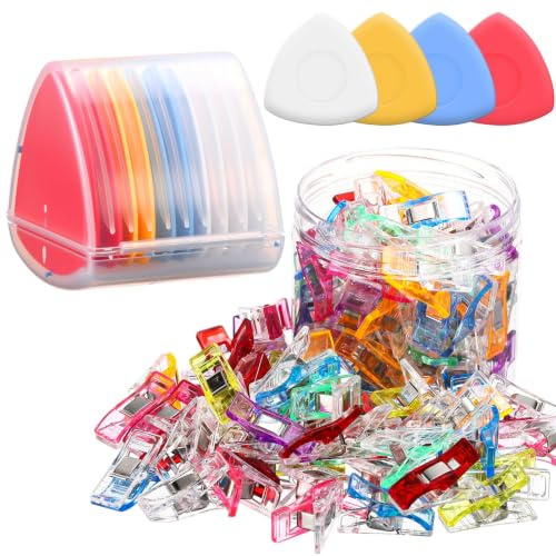 Zosutetoxo Lot de 60 Accessoires de Couture, 10 craies de Tailleur triangulaires et 50 Pinces de Couture pour Quilting et DIY