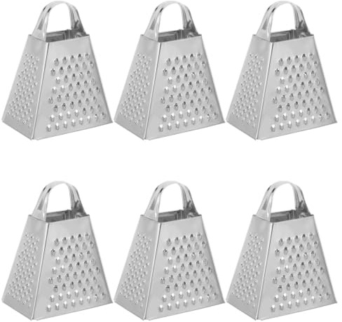 OSALADI 6 st miniatyrostrivare - Fyrsidiga grönsaksrivare med handtag i rostfritt stål - Små handrivare för kökskål, ingefära, smör, citronskal