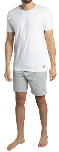 Lyle & Scott Men's Charlie Plain Pyjama Sets, Multicolour (Grey Marl White 9002), Large (Manufacturer Size: Large)