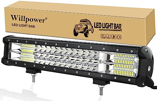 Willpower Arbeitsscheinwerfer led 12v, 17.6 Zoll 45CM 252W Offroad LED Scheinwerfer 12V 24V Flutlicht Spotlight Combo IP67 Wasserdicht Nebelscheinwerfer für Traktor SUV ATV LKW Auto Zusatzscheinwerfer