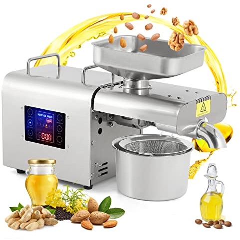 CGOLDENWALL Upgraded Oil Press Machine Automatic Oil Presser Cold Hot Press with Intelligent Control/LCD Touch Screen/ 6 Levels of Temp, Oil Extractor for Commercial Home Use