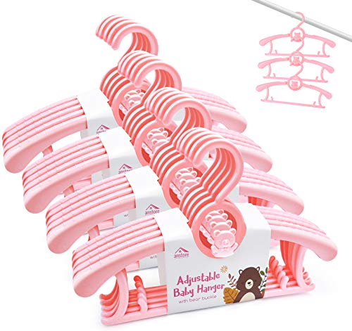 Anstore Grucce per bambini, Grucce Antiscivolo Bambino Plastica, Appendini impilabili, per risparmiare spazio per unisex bambino Set di 20, rosa