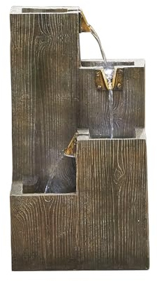 Easy Fountain Coastal Sleepers Water Feature – Mains Powered, No Plumbing, Outdoor Garden Fountain with Recirculating Pump and LED Lights, Polyresin, Patio & Garden