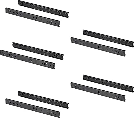 Emuca - Schubladenschienen kugellager 45mm x 500mm, Set aus 5 Paar aus schubladenauszug Vollauszug, schwarz