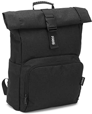 Fillikid Wickelrucksack Tokio Exclusiv | stylische Wickeltasche mit Wickelunterlage, Kinderwagenbefestigung, Flaschenwärmer | Rolltop Rucksack | Baby Wickeltasche wasserabweisend