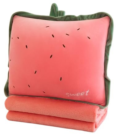 Rikyo Travel Blanket and Pillow 15 Inch 3 in 1 Plush Filling Plush Pillow with Warm Hands Pillow for Kids Airplane Train Bed Office Nap