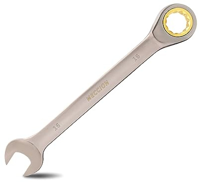 Meccion kombinationsnyckel med Spärr 16mm Krom Vanadium Stål Ringnyckel Professionell Spärrnyckel, Nickelpläterad Svart