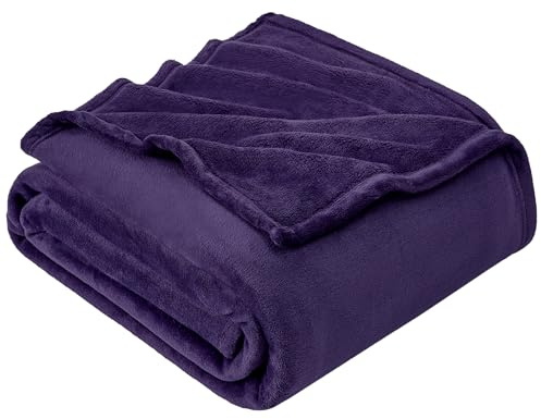 EHEYCIGA Manta Invierno Pequeña para Sofa y Sillón de Franela, Manta Polar Extra Suave Cubre Sofa, Cobijas de Regalo para Mujer y Hombre, 130x165 cm, Violeta