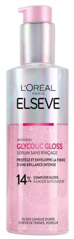L'Oréal Paris - Sérum Sans Rinçage pour Cheveux Ternes - En Manque de Brillance - Acide Glycolique - Protocole de Soin Capillaire - Elseve Glycolic Gloss - 150 ml
