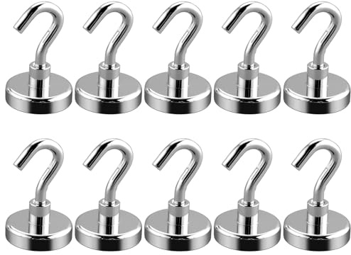 CRLITSIY Ganci magnetici, 25 kg, magnetici al neodimio, extra forti, 25 mm, senza punzonatura, 10 pezzi
