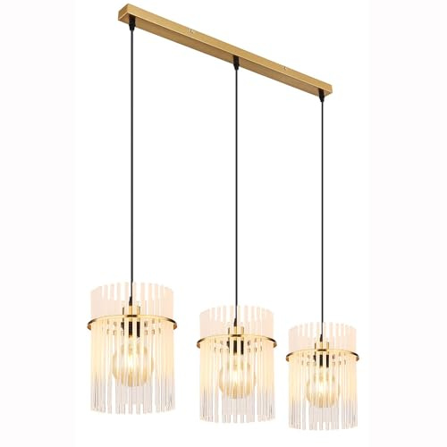 Pendelleuchte Esszimmerlampe 3-Flammig Deckenleuchte Lampe Gold 3-Flammig
