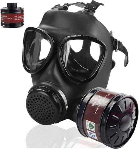 sykua Masques à Gaz de Survie Nucléaire et Chimique, Masque à Gaz avec Filtre à Charbon Actif de 40 Mm, Masque Respiratoire Intégral pour Produits Chimiques, Gaz, Peinture, Vapeurs et Soudure