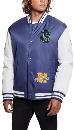 GUESS Tyler Varsity Bomber Jacket Giacca, Sharp Navy/Wht Blocking, XL Uomo