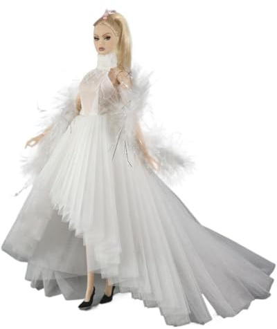 Codulu Dockklänning för 11,5 tum Amerika docka 30 cm flicka docksvans aftonklänning bröllopsklänning med plysch sjal kläder för 1/6 BJD docka barnleksaker-1 st – #F