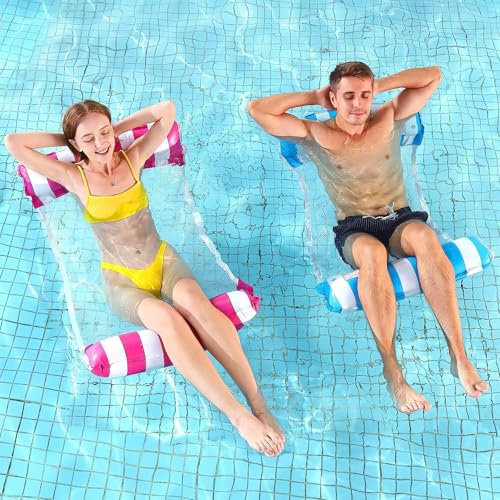 Lot de 4 matelas gonflables à eau, hamac à eau, avec pompe à air, matelas de piscine, matelas de natation, 4 en 1, lit de flottaison gonflable, fauteuil, matelas pour plage et piscine