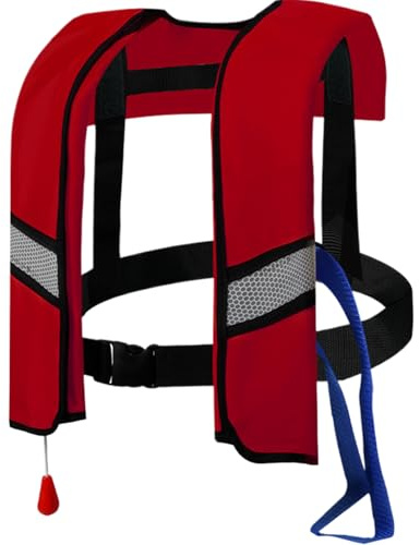 SunaOmni Chalecos Salvavidas inflables para Adultos Chaleco Salvavidas Inflable automático 150n Chaleco Ajustable con Bandas Reflectantes y Silbato Tubo Adicional para navegación Surf Natación