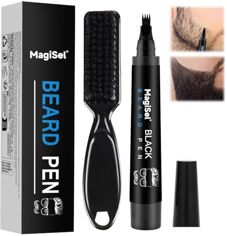 Kit De Bolígrafo De Relleno Para Barba, Bolígrafo De Estilismo Para Peluquero, Paras Hombres Con Cepillo, Impermeable Y Duradero, Kit Bolígrafos Relleno Barba Bigotes Y Cejas （negro）