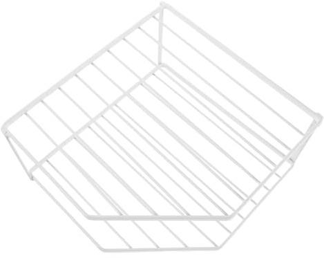Toyvian Corner Pot Shelf Rack White Double-layer Metal Wire Kitchen Cabinet Organizer with Reinforced Bars 12cm Height for Countertop and Sink Storage