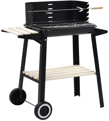 Mokuyary kolgrill stående grill med hjul, BBQ smoker grillgaller kolgrillvagn, träkolsgrill för trädgård, camping, utomhus