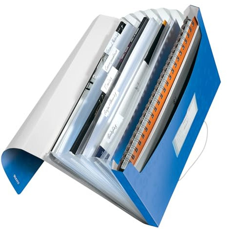 Leitz WOW Projektmapp, 6 fack, A4, gummiband, blå metallic, 45890036
