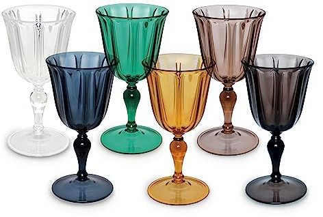 Excelsa 49218 Country Chic Set 6 Calici, Plastica, Multicolore, 9.3 x 9.3 x H. 18.5 cm