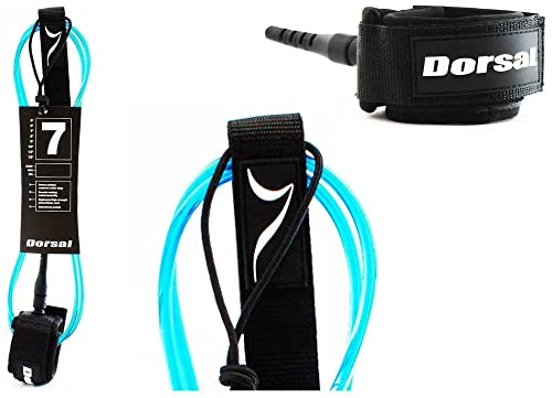 DORSAL Surf Leash for Surfboard Longboard SUP Leg Rope 7' Blue