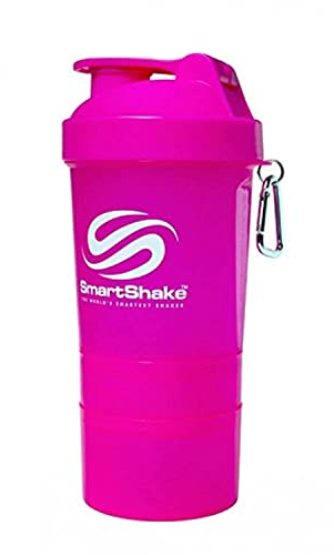 SmartShake Original Multi-Storage Shaker Bottle 600ml - Neon Pink