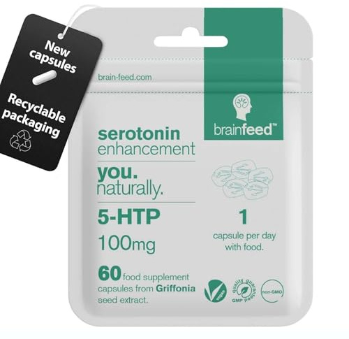 Serotonin Supplements (60) | 1-a-Day Serotonin Mood Support | 5HTP 100mg Per Tablet from Griffonia Seed Extract | Natural Serotonin Booster | 2 Month Supply