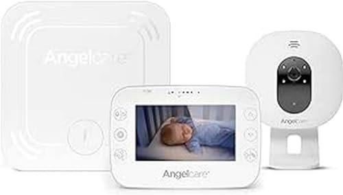Angelcare AC327 - Babyphone Vidéo avec Détecteur de Mouvements - Affichage de la Température 4,3 pouces - Vision Nocturne à Infrarouge - Blanc